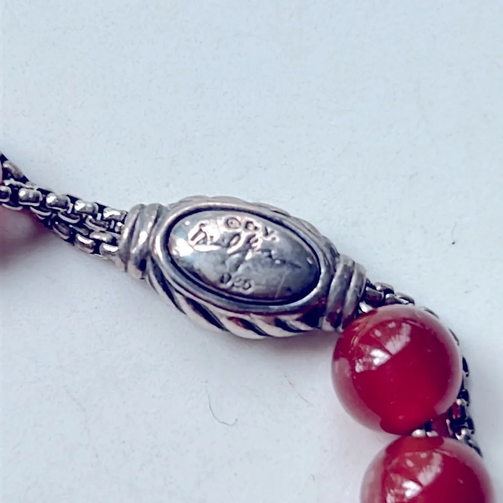 David Yurman sterling silver Carnelian spiritual bead bracelet. FINAL